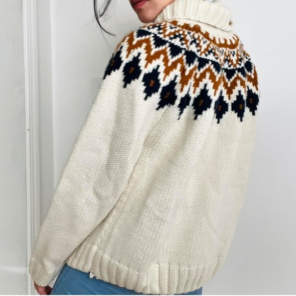 RACHEL ZOE FAIR ISLE NORDIC COWL NECK SWEATER - Picture 2 of 12